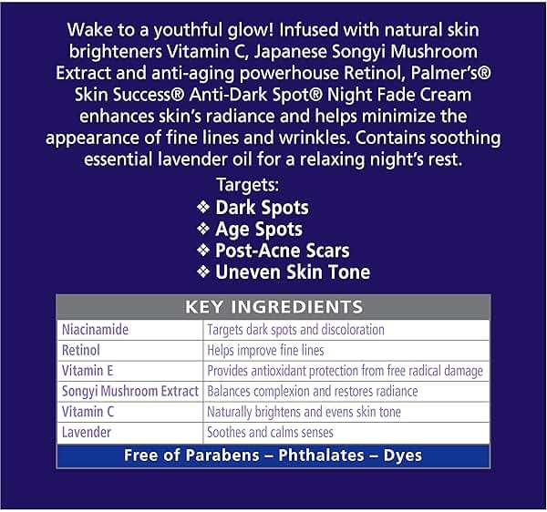 Palmer's Skin Success Anti-Dark Spot Nighttime Fade Cream with Retinol & Niacinamide, Dark Spot Corrector for Face, Night Moisturizer Helps Reduce Dark Spots, Fine Lines & Wrinkles, 2.7 Ounce - Image 6