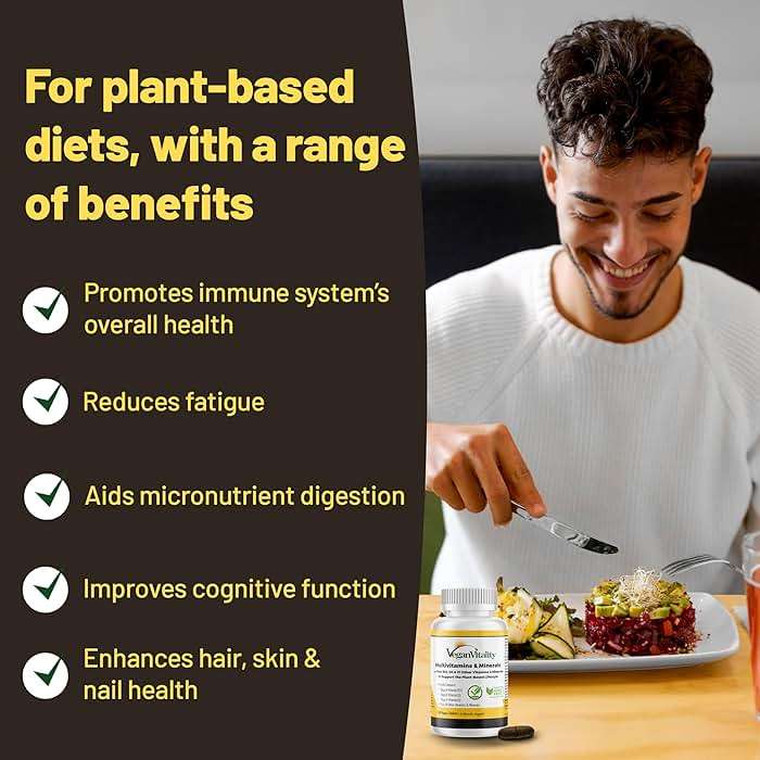 Vegan Vitality Multivitamins & Minerals for Women and Men with High Strength Vitamin B12, D3 & K2. 180 Vegan Multivitamin Tablets - 6 Months Supply. Vitamins for Vegans. Women Multivitamin - Image 2