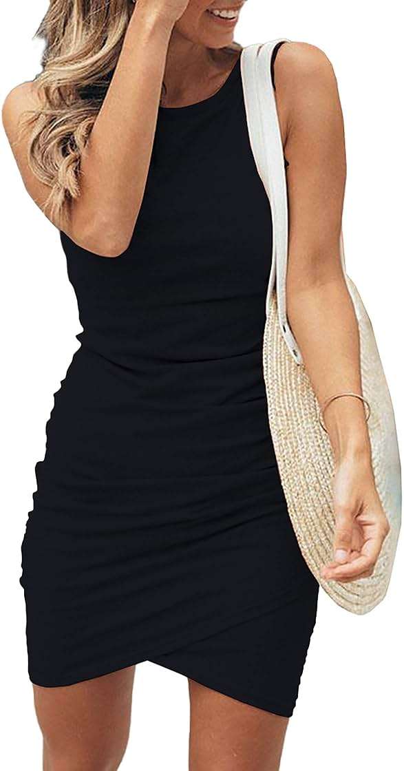 BTFBM Women Summer Dresses 2026 Sleeveless Tank Ruched Bodycon Sundresses for Women Party Beach Mini Casual Spring Dress - Image 1