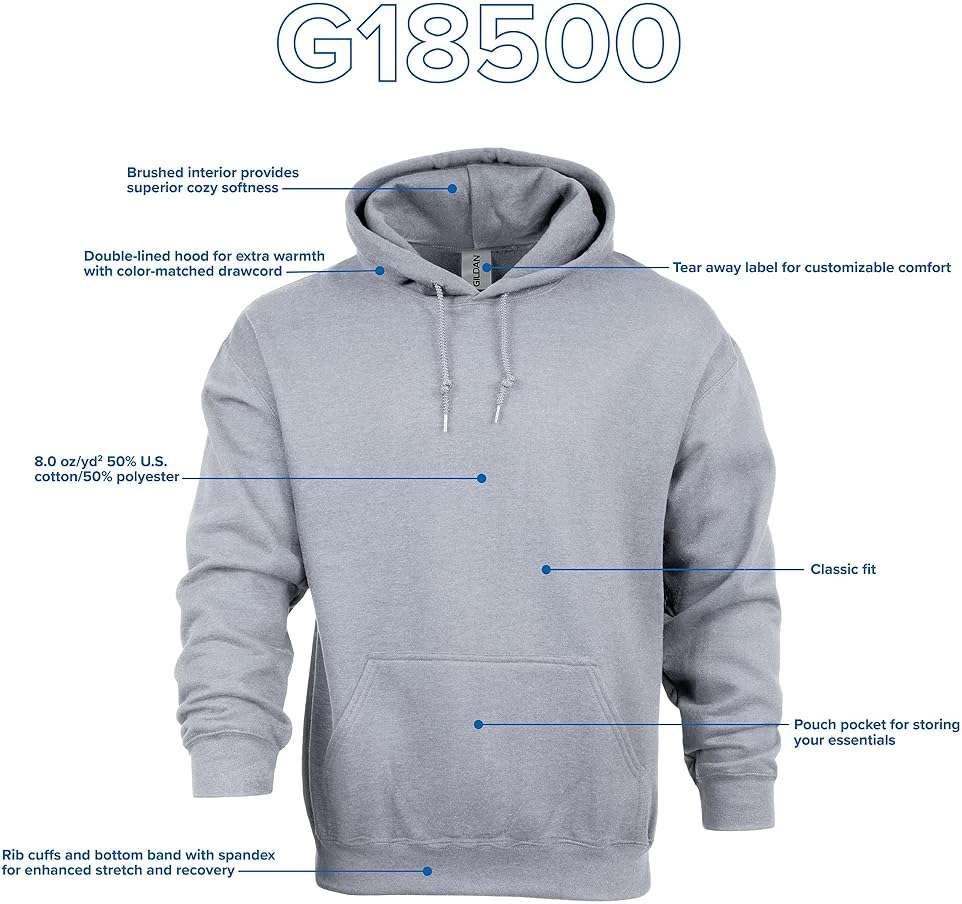 Gildan Adult Fleece Hoodie Sweatshirt, Style G18500, Multipack - Image 4