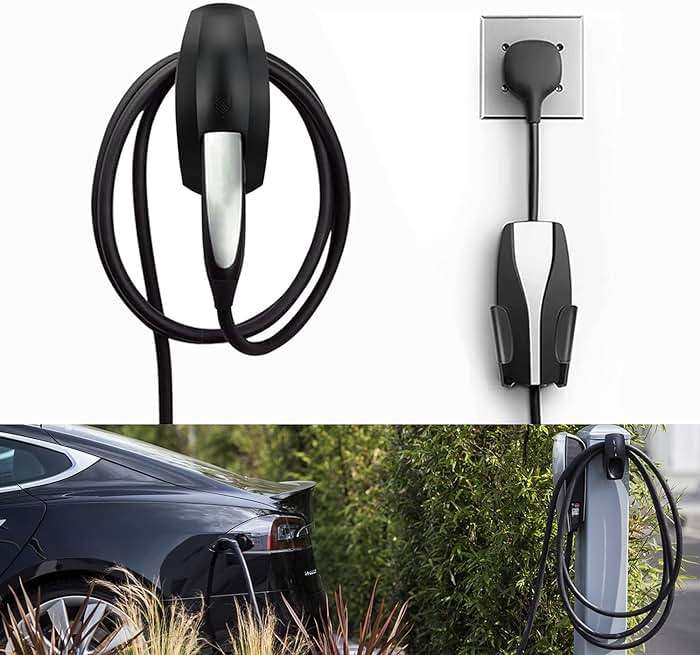 SEVEN SPARTA Charging Cable Holder with Chassis Bracket Compatible with Tesla Model 3 Model Y Model X Model S Charger Cable Organizer Car Accessories Wall Connector, Patent Approved (Black) - Image 1
