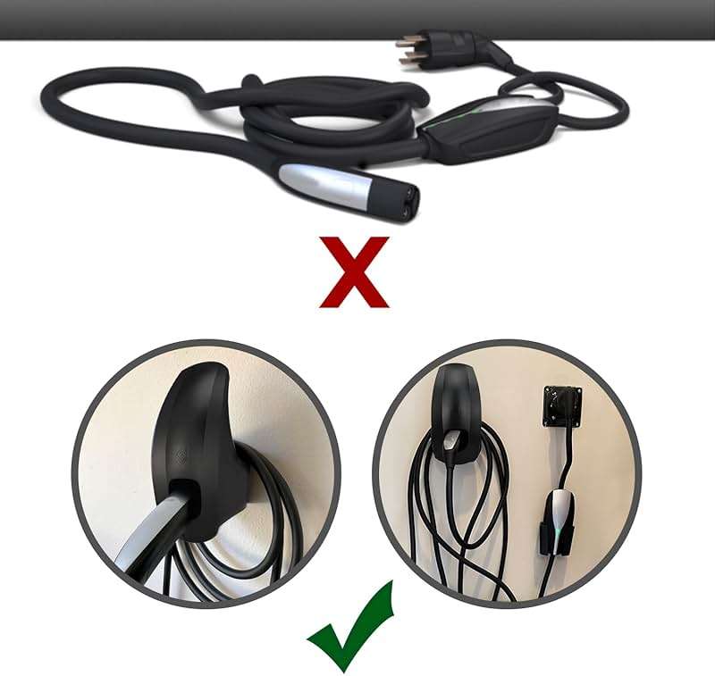 SEVEN SPARTA Charging Cable Holder with Chassis Bracket Compatible with Tesla Model 3 Model Y Model X Model S Charger Cable Organizer Car Accessories Wall Connector, Patent Approved (Black) - Image 2