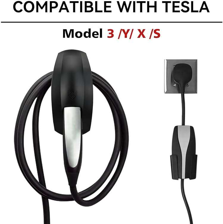 SEVEN SPARTA Charging Cable Holder with Chassis Bracket Compatible with Tesla Model 3 Model Y Model X Model S Charger Cable Organizer Car Accessories Wall Connector, Patent Approved (Black) - Image 5