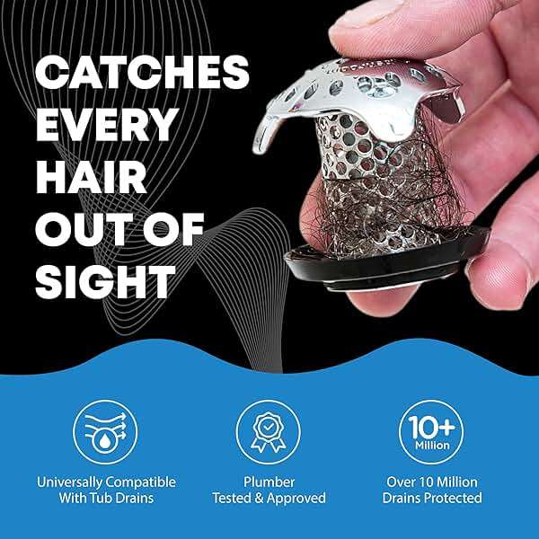 TubShroom Ultra Revolutionary Bath Tub Drain Protector Hair Catcher/Strainer/Snare, Stainless Steel, Stainless Combo - Image 2
