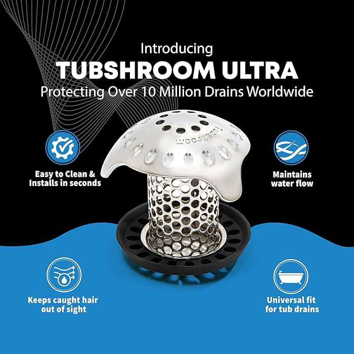 TubShroom Ultra Revolutionary Bath Tub Drain Protector Hair Catcher/Strainer/Snare, Stainless Steel, Stainless Combo - Image 4