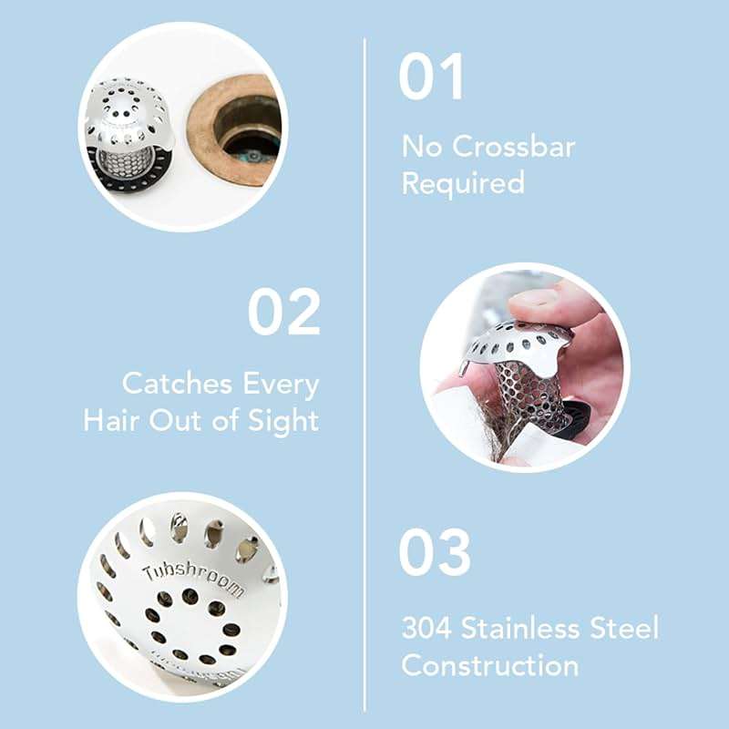 TubShroom Ultra Revolutionary Bath Tub Drain Protector Hair Catcher/Strainer/Snare, Stainless Steel, Stainless Combo - Image 10