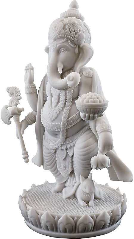 Top Collection 7.5" H 4.75" Standing Ganesh Statue in White Marble Finish - Hindu Lord of Success Sculpture - Image 2