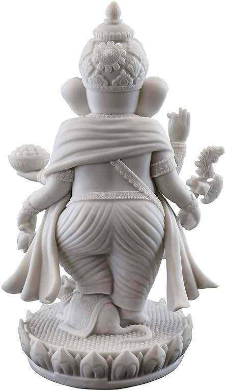 Top Collection 7.5" H 4.75" Standing Ganesh Statue in White Marble Finish - Hindu Lord of Success Sculpture - Image 3