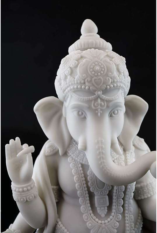 Top Collection 7.5" H 4.75" Standing Ganesh Statue in White Marble Finish - Hindu Lord of Success Sculpture - Image 5