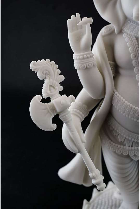 Top Collection 7.5" H 4.75" Standing Ganesh Statue in White Marble Finish - Hindu Lord of Success Sculpture - Image 6