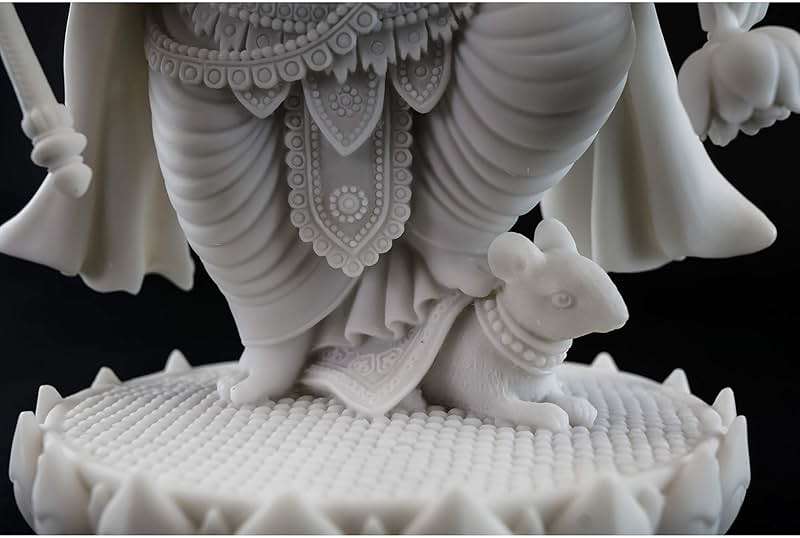 Top Collection 7.5" H 4.75" Standing Ganesh Statue in White Marble Finish - Hindu Lord of Success Sculpture - Image 7