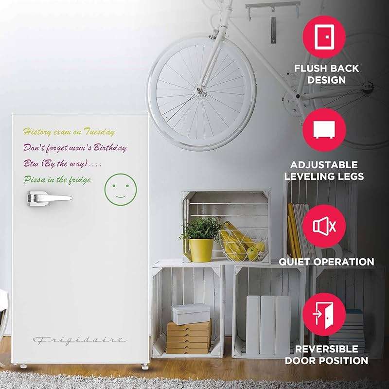 Frigidaire EFR331-WHITE 3.2 Cu ft Eraser Board Mini Compact Dorm Fridge (White) - Image 4
