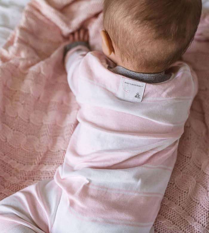 Burt's Bees Baby Organic Cotton Sleep and Play Footed Pajamas for Girls, Zipper PJ Newborn Sleeper with Non-Slip Bee Grips - Image 3