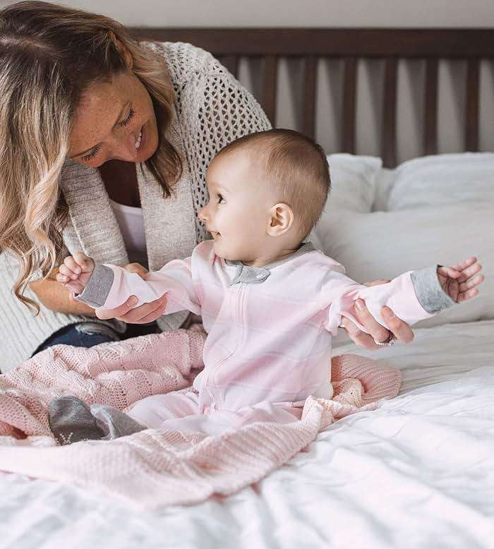 Burt's Bees Baby Organic Cotton Sleep and Play Footed Pajamas for Girls, Zipper PJ Newborn Sleeper with Non-Slip Bee Grips - Image 4