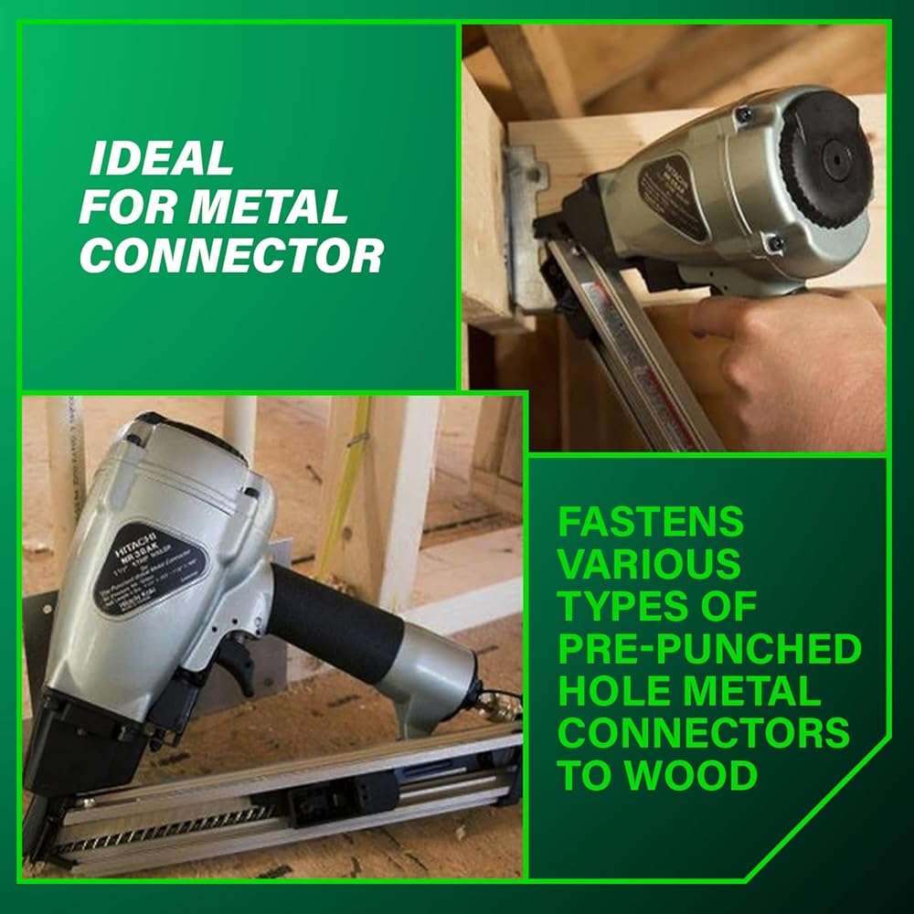 Metabo HPT Strap-Tite Fastening System Strip Nailer, Pro-preferred Pneumatic Power Nailers, Metal Connector Tool for Fastening Metal Connectors to Wood, 36° Magazine, 1-1/2″ Connector Nails, NR38AK - Image 3
