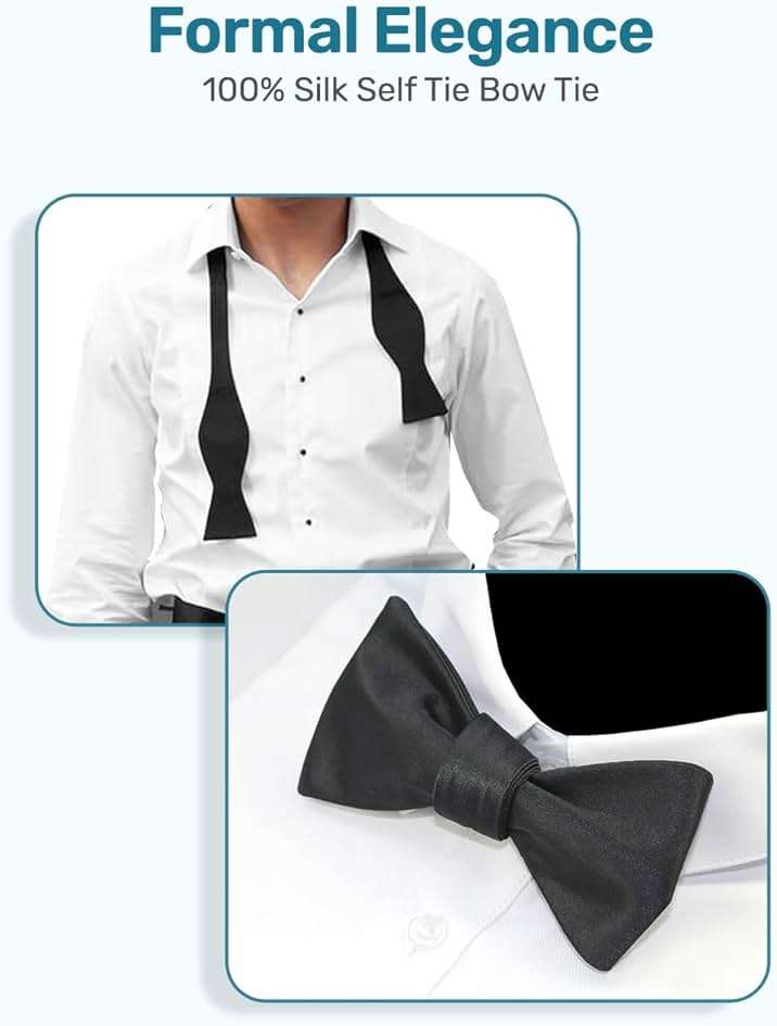 S.H. Churchill & Co. 100% Silk Formal Bow Tie, Solid 16MM Silk Self Tie, Wedding & Tuxedo Bowties - Image 7