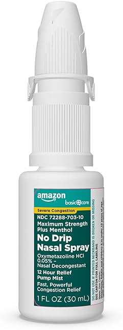 Amazon Basic Care No Drip Severe 12 Hour Nasal Decongestant Pump Mist, Maximum Strength Plus Menthol, Allergy Relief, 1 fl oz (Pack of 1) - Image 7