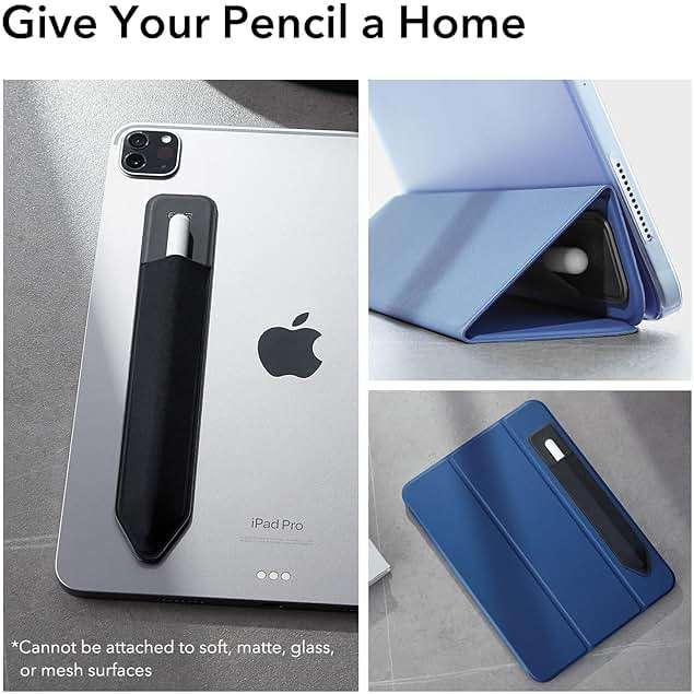 ESR Pencil Case Holder Compatible with The Pencil (Pro and 1st and 2nd Gen), Elastic Pocket for Stylus Pen [Pencil Protected and Safe] Pouch Adhesive Sleeve Attached to Case for Pencil, Black - Image 7