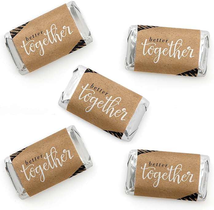 Big Dot of Happiness Better Together - Mini Candy Bar Wrapper Stickers - Wedding or Bridal Shower Small Favors - 40 Count - Image 1