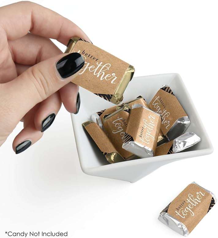 Big Dot of Happiness Better Together - Mini Candy Bar Wrapper Stickers - Wedding or Bridal Shower Small Favors - 40 Count - Image 2