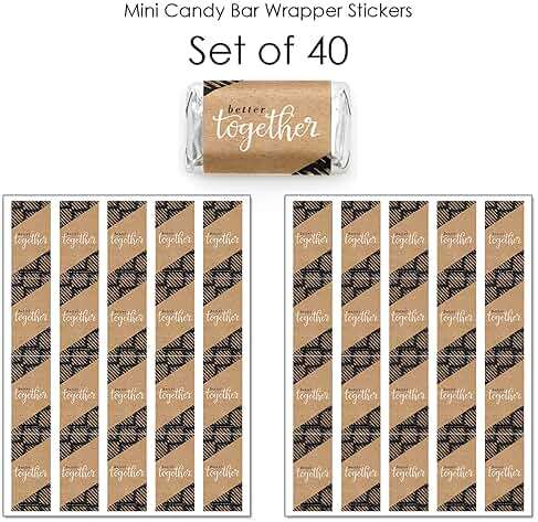 Big Dot of Happiness Better Together - Mini Candy Bar Wrapper Stickers - Wedding or Bridal Shower Small Favors - 40 Count - Image 3