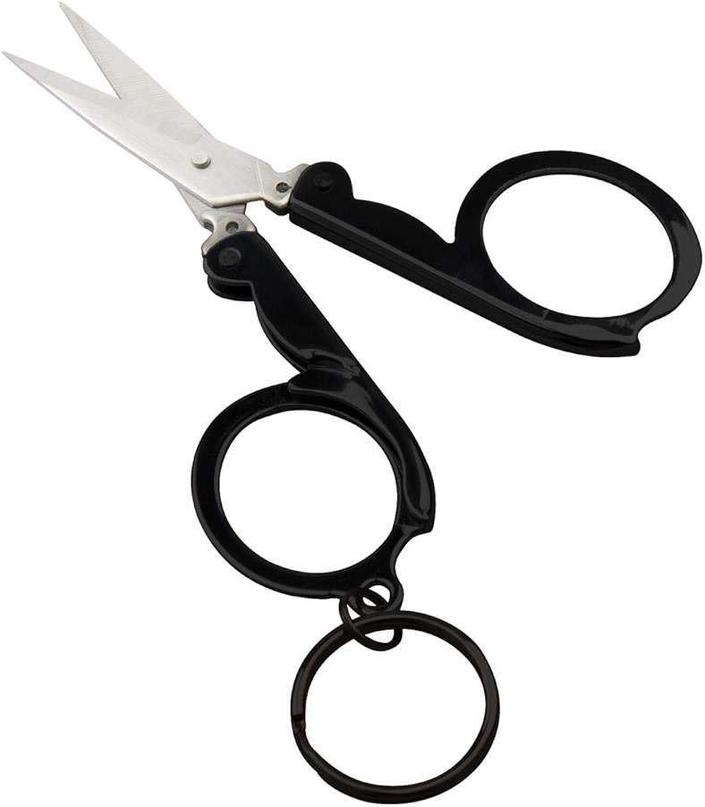 Munkees Mini Folding Scissors Keychain - Stainless Steel Portable & Foldable Travel Cutter Pocket Key Ring - Small Key Chain, Scissor Tool for Crafting, Emergency, Survival, Camping & Outdoors (1) - Image 1