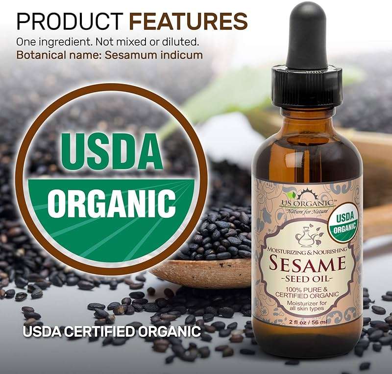 US Organic Sesame Seed Oil, USDA Certified Organic, Untoasted, Unrefined Virgin, 100% Pure & Natural, Cold Pressed, in Amber Glass Bottle w/Glass Eye dropper, Sourced from Mexico (4 oz (Large)) - Image 5