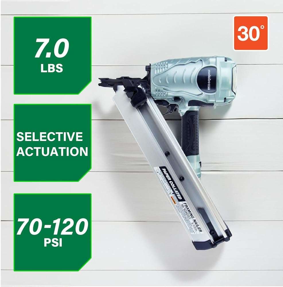 Metabo HPT Framing Nailer, Pro-Preferred Framing Tool for Flooring, Truss Build-Up, Roof Decking, and Housing Construction, Quick Switch Nailing, 3-1/2" 30° Paper Collated Nails, NR90ADS1 - Image 2