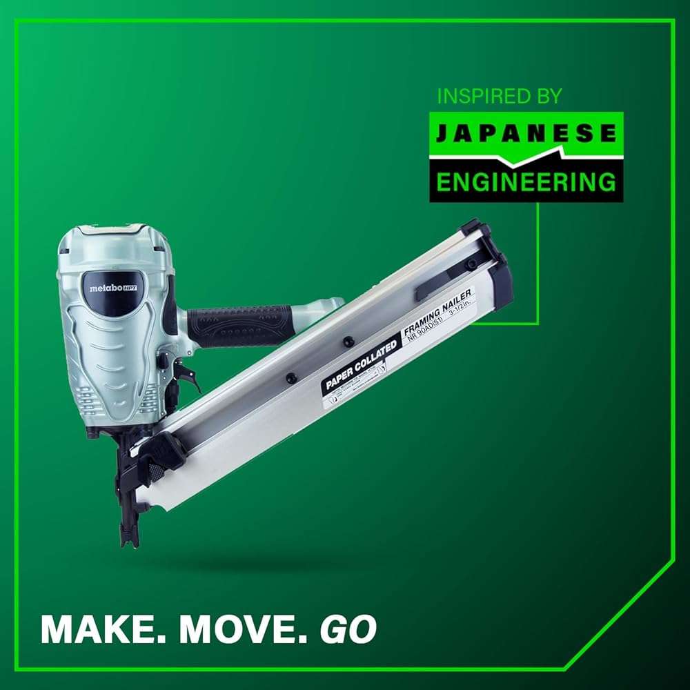 Metabo HPT Framing Nailer, Pro-Preferred Framing Tool for Flooring, Truss Build-Up, Roof Decking, and Housing Construction, Quick Switch Nailing, 3-1/2" 30° Paper Collated Nails, NR90ADS1 - Image 11