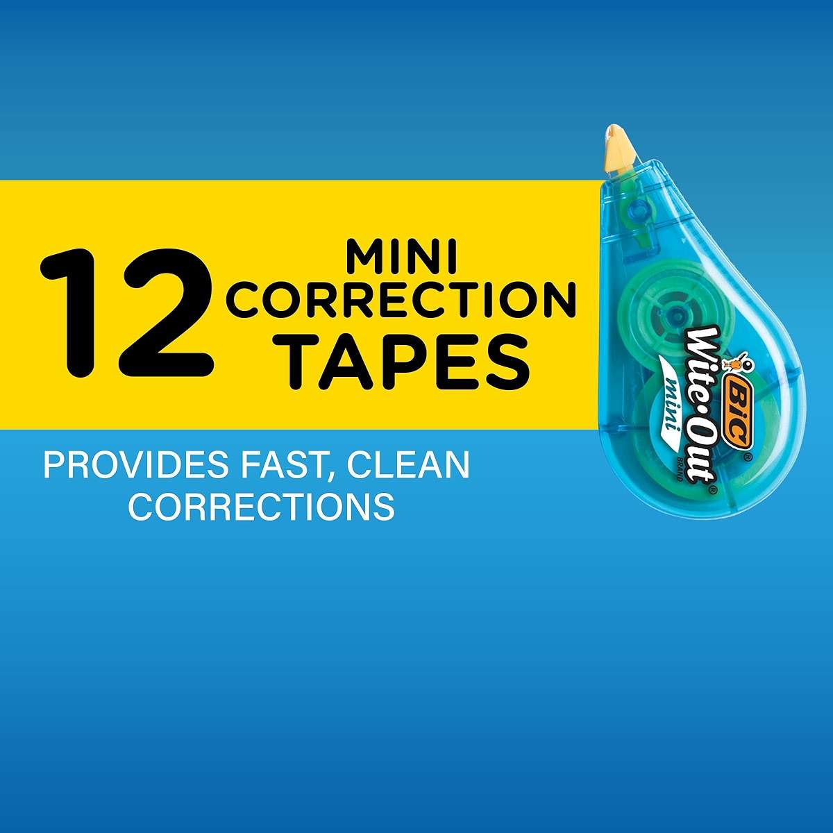 BIC Wite-Out Mini Correction Tape, White, No Dry Time, Long Lasting, 12-Count (Tape Body Colors May Vary) - Image 3