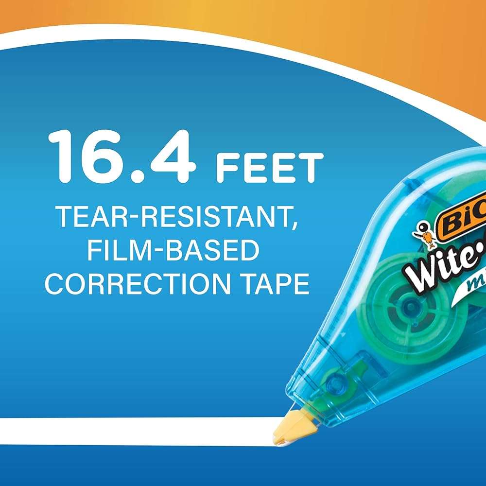 BIC Wite-Out Mini Correction Tape, White, No Dry Time, Long Lasting, 12-Count (Tape Body Colors May Vary) - Image 7