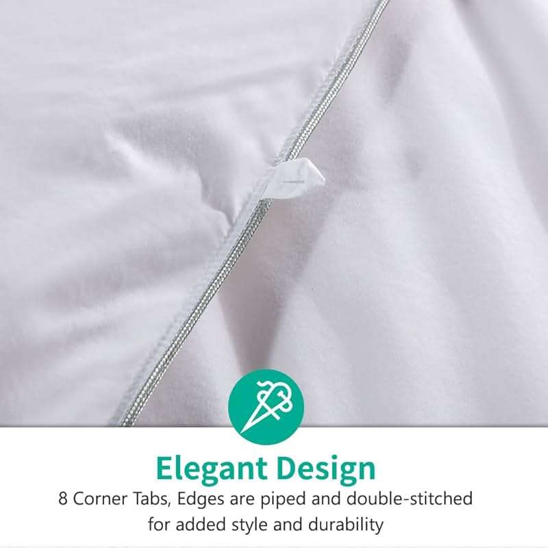APSMILE Luxury All Season Down Feather Fibers Comforter Full/Queen Size Duvet Insert - 100% Organic Cotton, High Fill Power Medium Warmth, (Ivory White, 90X90) - Image 6