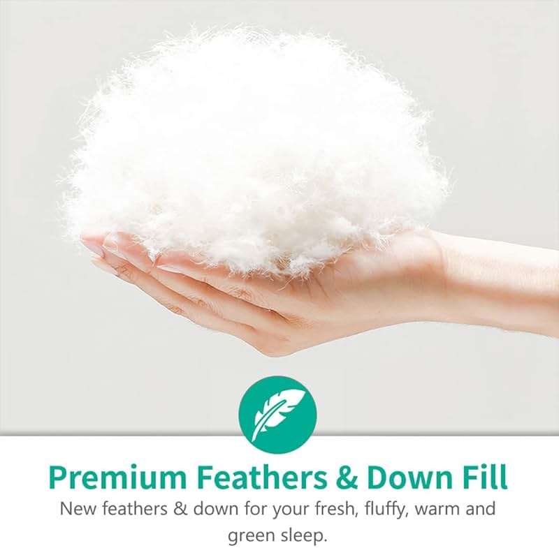 APSMILE Luxury All Season Down Feather Fibers Comforter Full/Queen Size Duvet Insert - 100% Organic Cotton, High Fill Power Medium Warmth, (Ivory White, 90X90) - Image 7