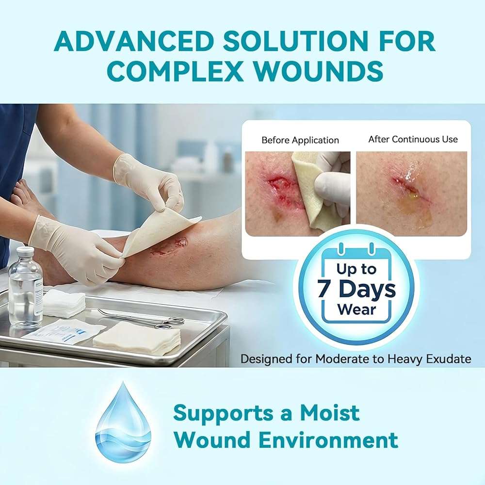 Dimora Calcium Alginate Wound Dressing, 4'' x 4'' Patches,10 Individual Sterile Pads, Soft and Highly Absorbent Dressing Gauze, Non-Stick Padding - Image 4