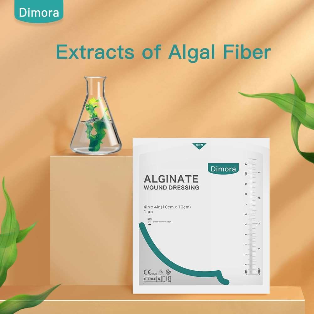 Dimora Calcium Alginate Wound Dressing, 4'' x 4'' Patches,10 Individual Sterile Pads, Soft and Highly Absorbent Dressing Gauze, Non-Stick Padding - Image 6