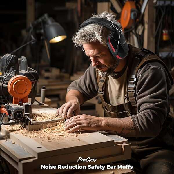 ProCase NRR 28dB Noise Reduction Ear Muffs, Foldable Adjustable Passive Noise Cancelling Headphones for Adults Kids Autism, Hearing Protection for Shooting, Construction, Mowing, Studying -Red - Image 6