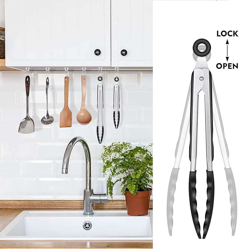 HOTEC Premium Stainless Steel Locking Kitchen Tongs with Silicon Tips, Set of 2-9" and 12" - Image 9