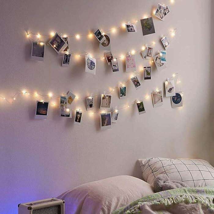 LECLSTAR Photo Clip String Lights 17Ft - 50 LED Fairy String Lights with 50 Clear Clips for Hanging Pictures, Photo String Lights with Clips - Perfect Dorm Bedroom Wall Decor Wedding Decorations - Image 5
