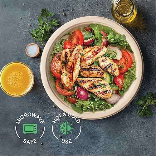 100% Compostable Paper Plates, Heavy Duty Disposable Plates [125-Pack] 9 Inch Plates - Eco-Friendly, Biodegradable Sugarcane Bagasse, Natural Unbleached Brown 9" Dinner Paper Plate Disposable - Image 2