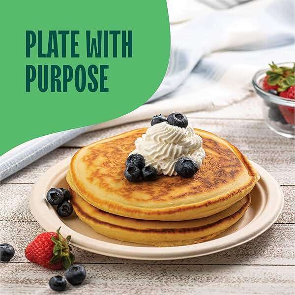 100% Compostable Paper Plates, Heavy Duty Disposable Plates [125-Pack] 9 Inch Plates - Eco-Friendly, Biodegradable Sugarcane Bagasse, Natural Unbleached Brown 9" Dinner Paper Plate Disposable - Image 4