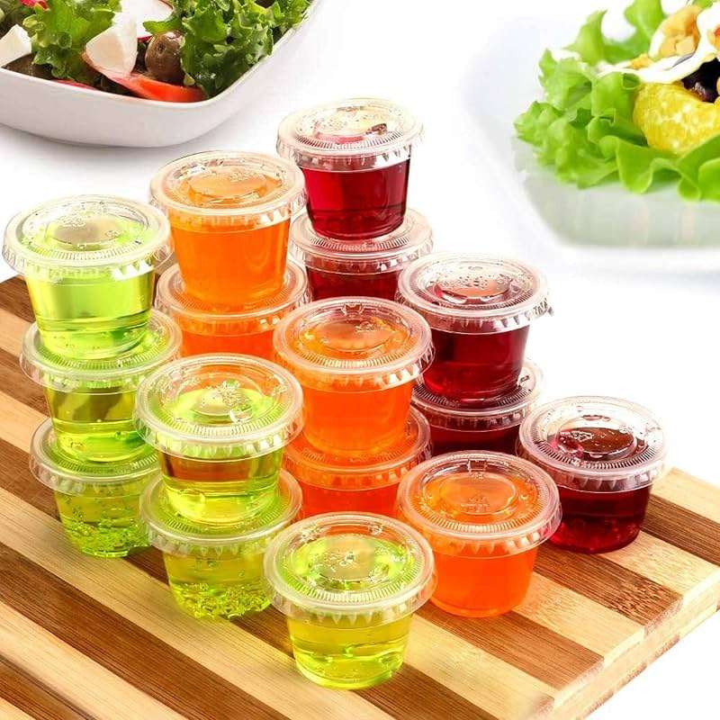 TashiBox 200 Sets - 1 Ounce Jello Shot Cups with Lids, Plastic Souffle Portion Cups with Lids, Clear - Image 3