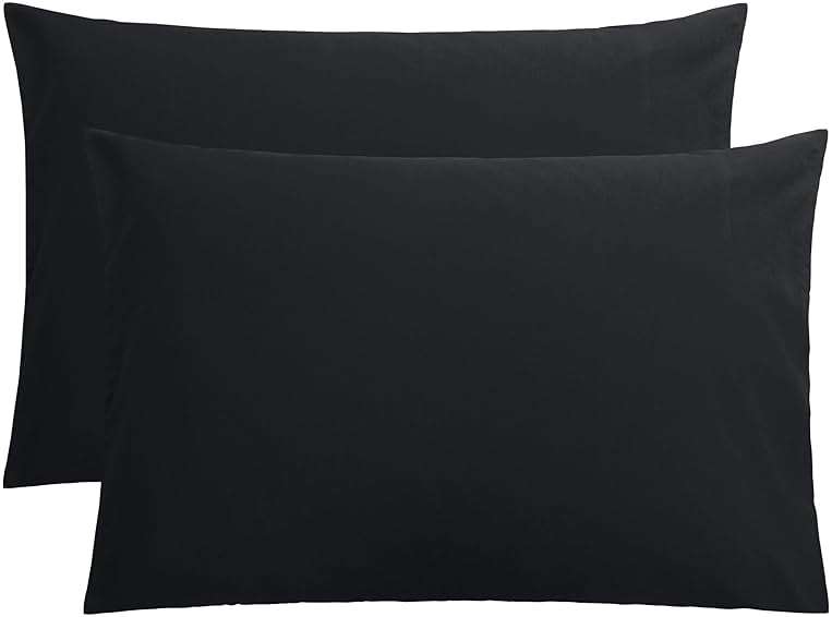 FLXXIE Pillow Cases Queen, Soft Microfiber Pillow Covers with Envelope Closure, Wrinkle Resistant Pillowcases, 2 Piece Set, 20x30, Black - Image 1