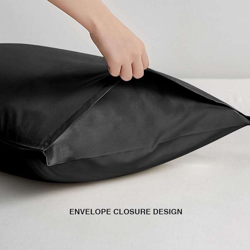 FLXXIE Pillow Cases Queen, Soft Microfiber Pillow Covers with Envelope Closure, Wrinkle Resistant Pillowcases, 2 Piece Set, 20x30, Black - Image 3