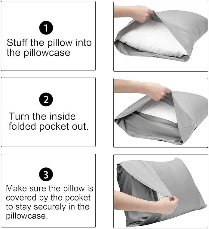 FLXXIE Pillow Cases Queen, Soft Microfiber Pillow Covers with Envelope Closure, Wrinkle Resistant Pillowcases, 2 Piece Set, 20x30, Black - Image 6
