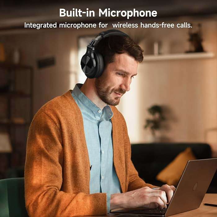 OneOdio A70 Bluetooth Over Ear Headphones, Wireless Headphones with 72H Playtime, Hi-Res, Built-in Mic, 3.5mm/6.35mm Wired Audio Jack for Studio Monitor & Mixing DJ Guitar AMP, Computer PC Gaming - Image 6