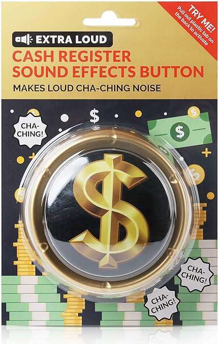 The Monocle Breakers Cash Register Sound Button – Loud Cha Ching Money Noise Push Button – Funny Gold Desk Toy Office Gift – Batteries Included - Image 3
