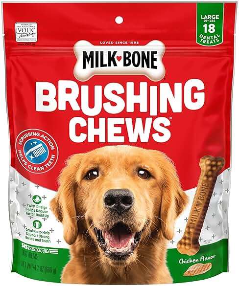 Milk-Bone Brushing Chews Original Chicken Flavor Daily Dental Dog Treats, Large, 24.2 Oz. Bag - Image 1
