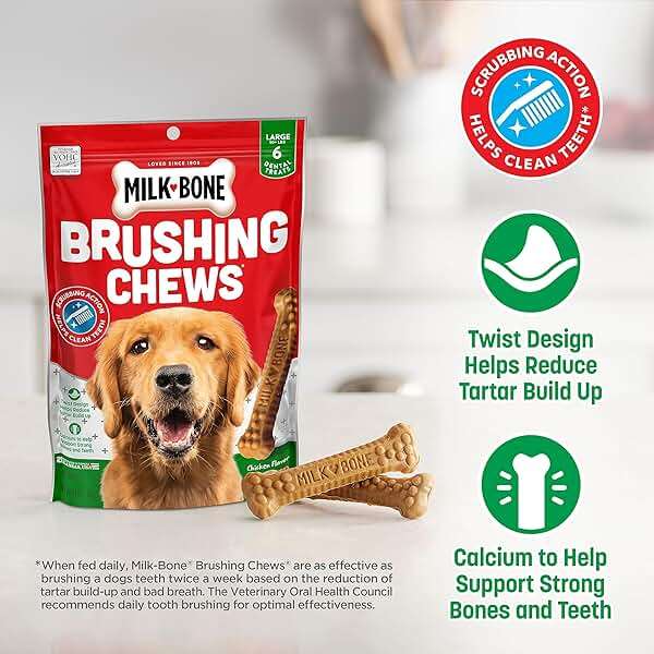 Milk-Bone Brushing Chews Original Chicken Flavor Daily Dental Dog Treats, Large, 24.2 Oz. Bag - Image 4