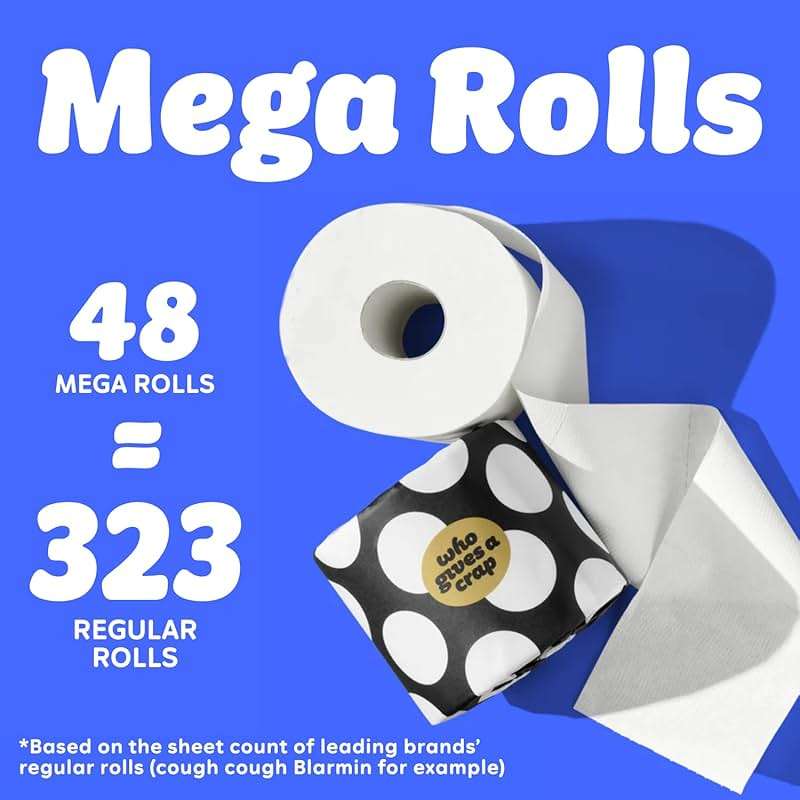 Who Gives A Crap 100% Bamboo Toilet Paper, 48 Rolls, 3 Ply, 370 Sheets, Long, Strong & Soft Toilet Tissue, Sustainable, Biodegradable, Renewable, Tree Free Bathroom Tissue Bulk Toilet Paper - Image 3