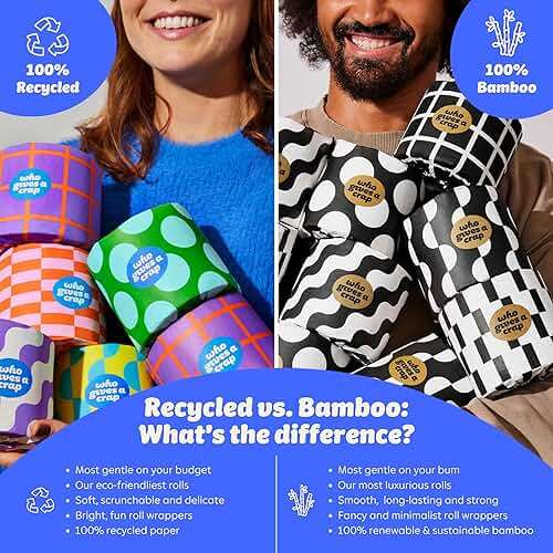 Who Gives A Crap 100% Bamboo Toilet Paper, 48 Rolls, 3 Ply, 370 Sheets, Long, Strong & Soft Toilet Tissue, Sustainable, Biodegradable, Renewable, Tree Free Bathroom Tissue Bulk Toilet Paper - Image 5